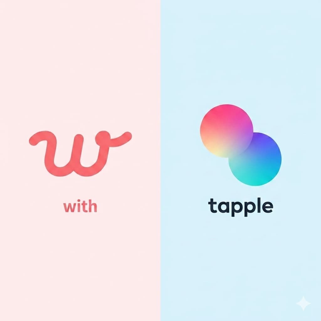 withとタップルのロゴを比較した図解